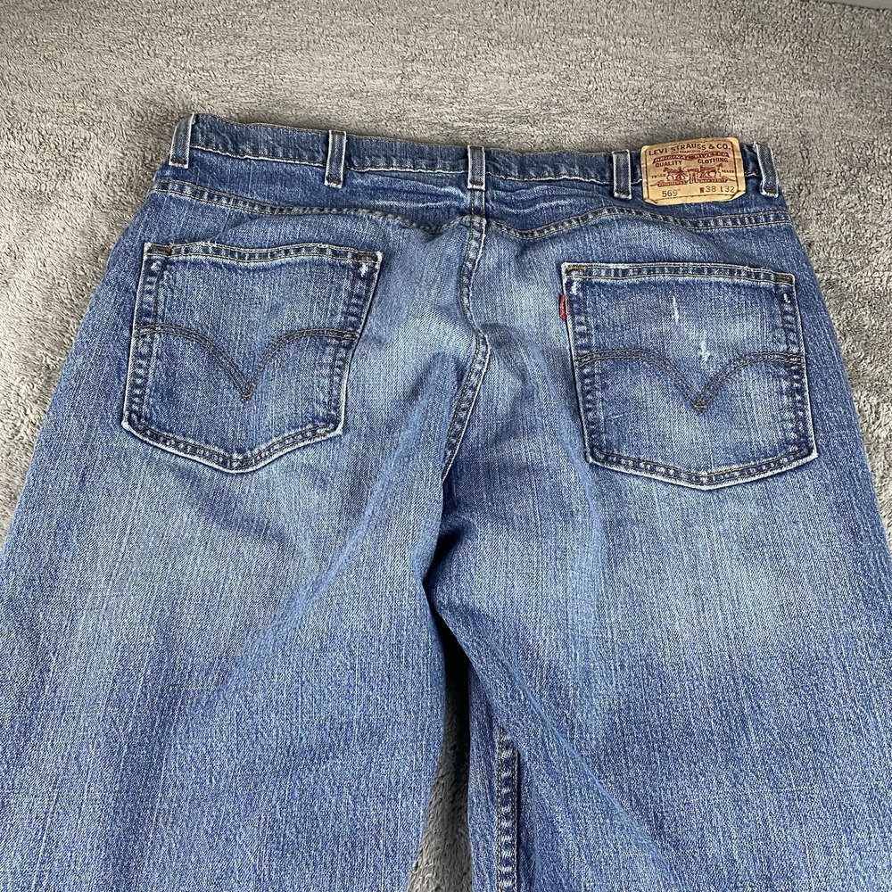 Levis 569 Loose Straight Jeans Mens 38x29 Blue Mid Rise Medium Wash - Picture 15 of 16